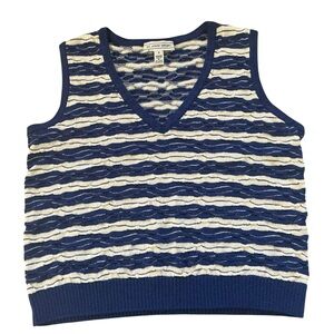 Vintage St John Sport ribbed sweater vest striped sz S wool blend tennis preppy